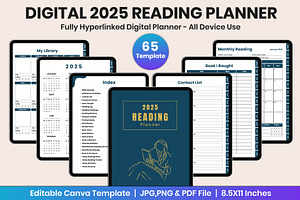 Digital 2025 Reading Planner Canva