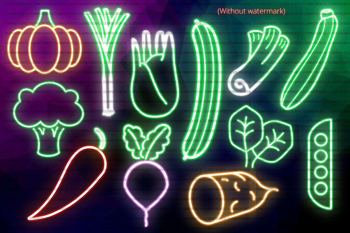 Neon Vegetables PNG Clipart, a Food Illustration by Lenninator Digital (Photo 4 of 4)