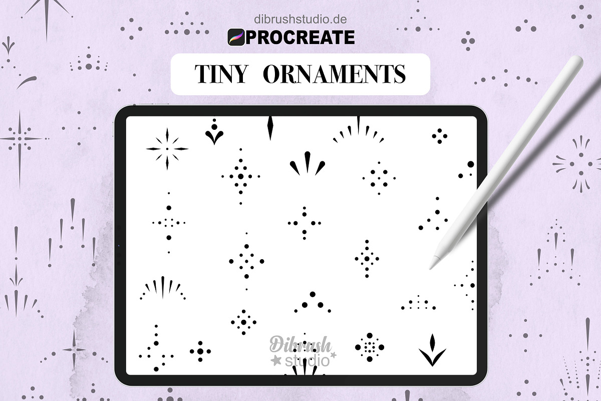 Procreate Tiny Ornament Tattoo Stamp, a Brush Add-On by DiBrush Studio (Photo 1 of 5)