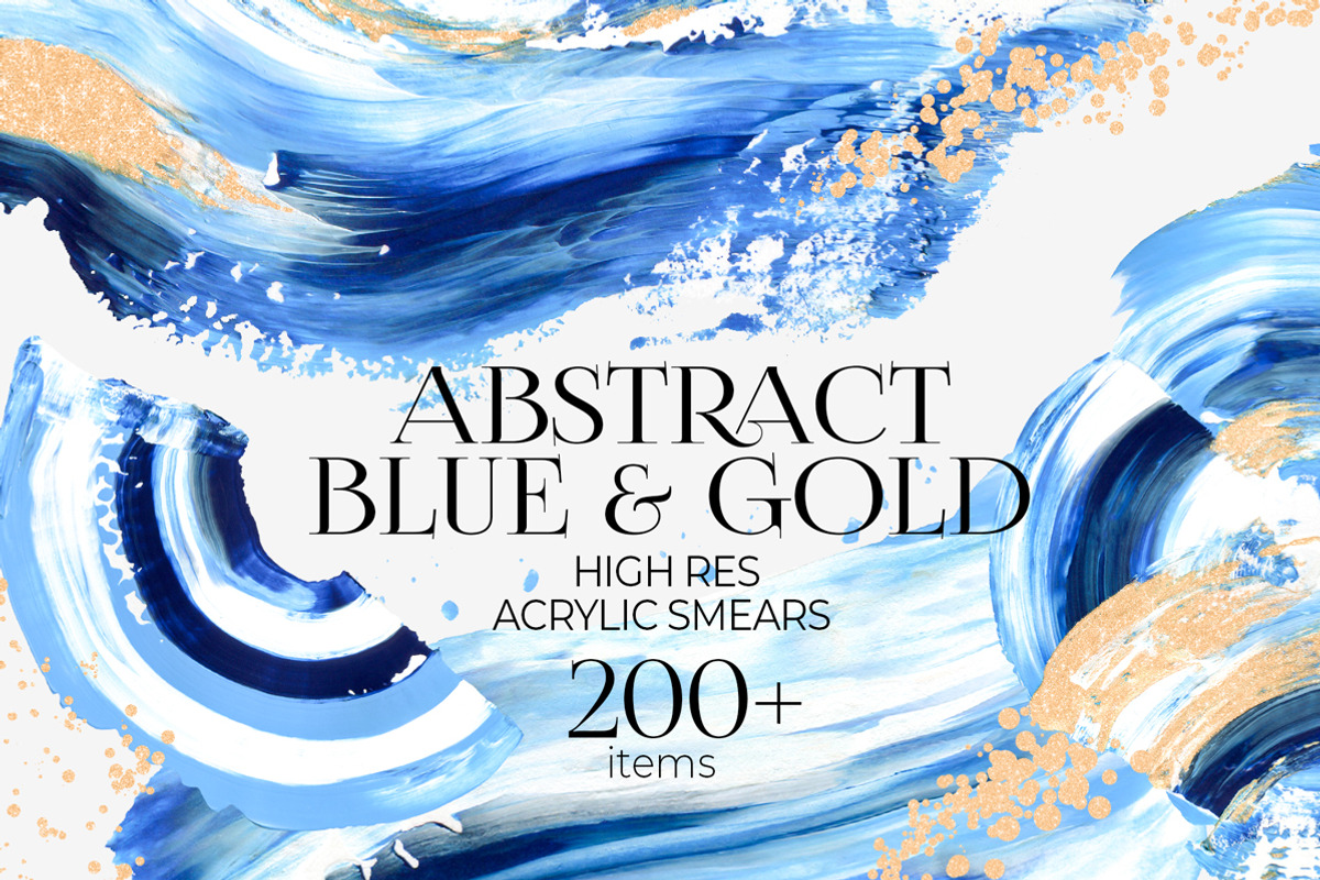 Abstract blue & gold Acrylic smears, an Object Graphic by Julie&Taily (Photo 1 of 21)