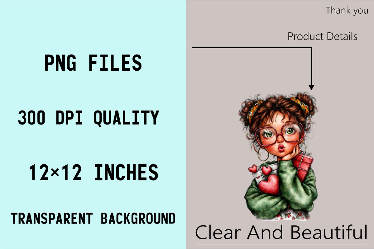 Quirky Valentine Girl Clipart Bundl, an Illustration by SVGArt (Photo 4 of 8)