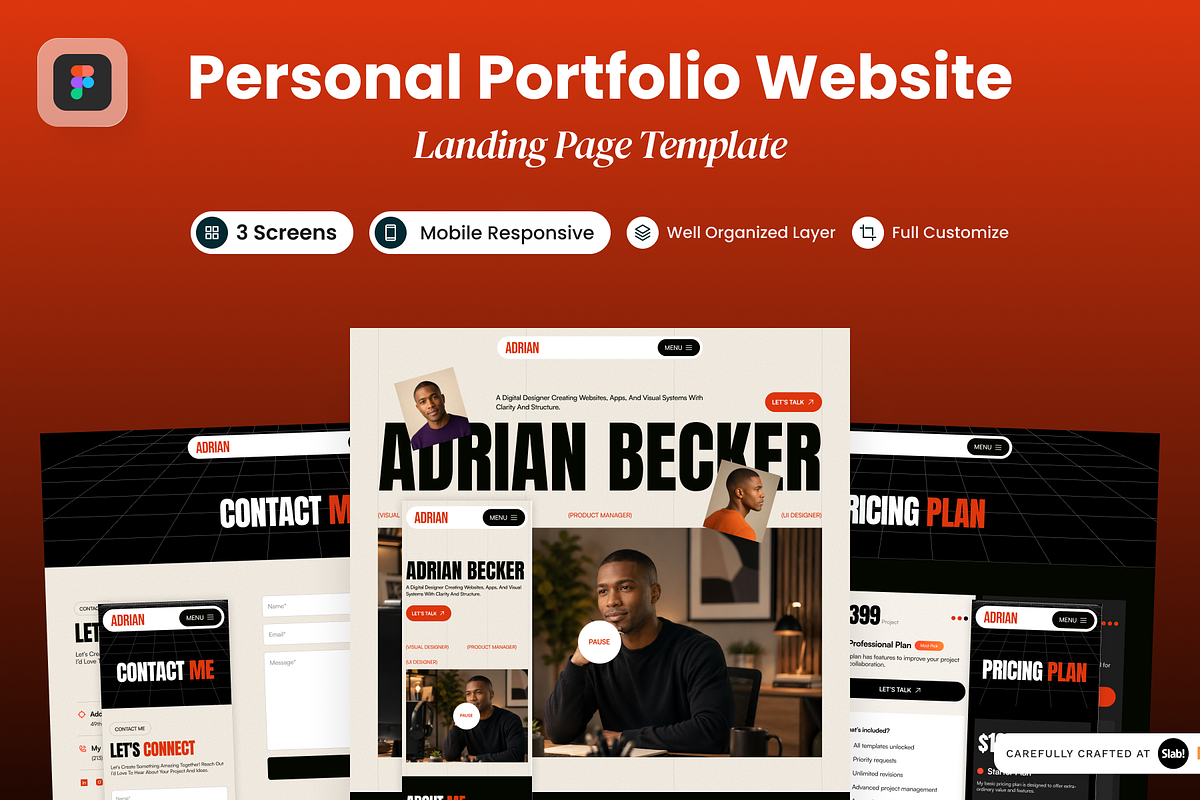 Adrian - Personal Portfolio Website, a Landing Page Template by SLAB! Design (Photo 1 of 5)