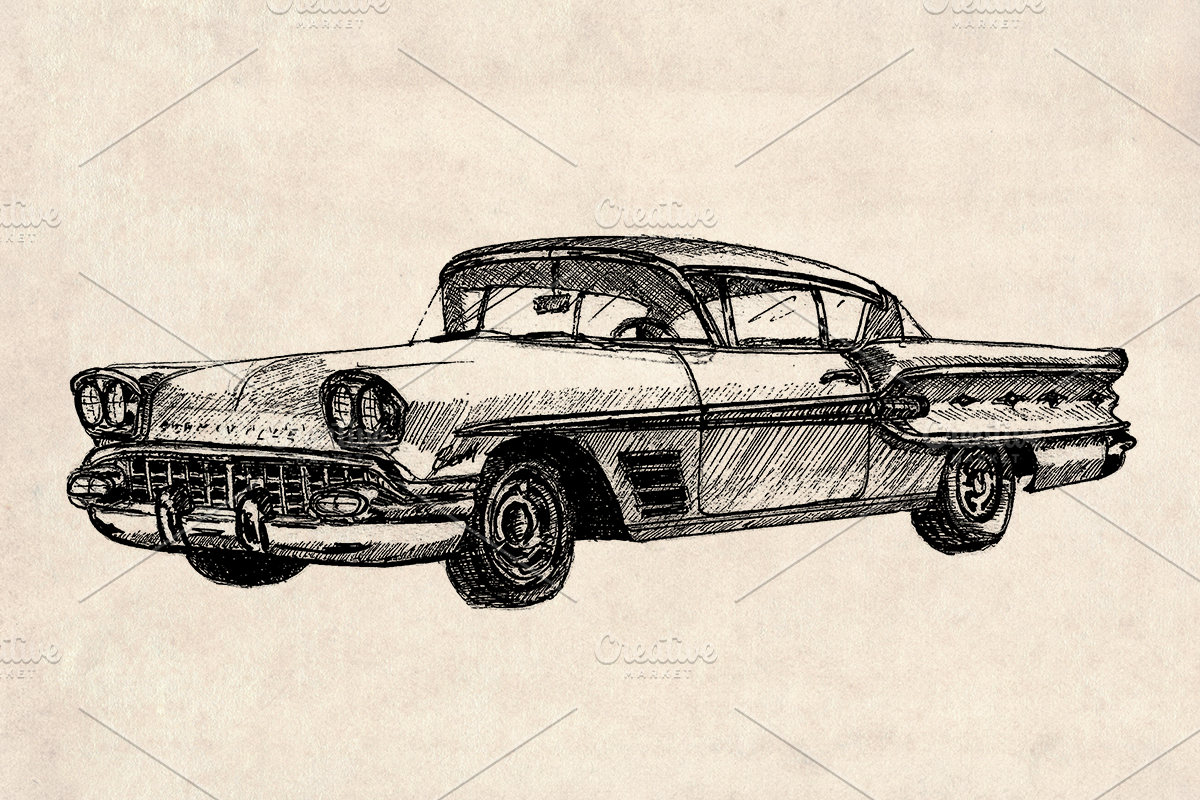 American Classic Car Pickup Drawings, an Illustration by Doggy Days (Photo 2 of 9)