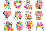 Whimsical Valentine Day Clipart, an Illustration by Designking (Thumbnail 2 of 5)