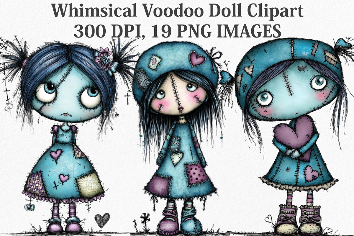 Whimsical Voodoo Doll Clipart Bundle, an Illustration by Canvas Craft (Photo 1 of 7)