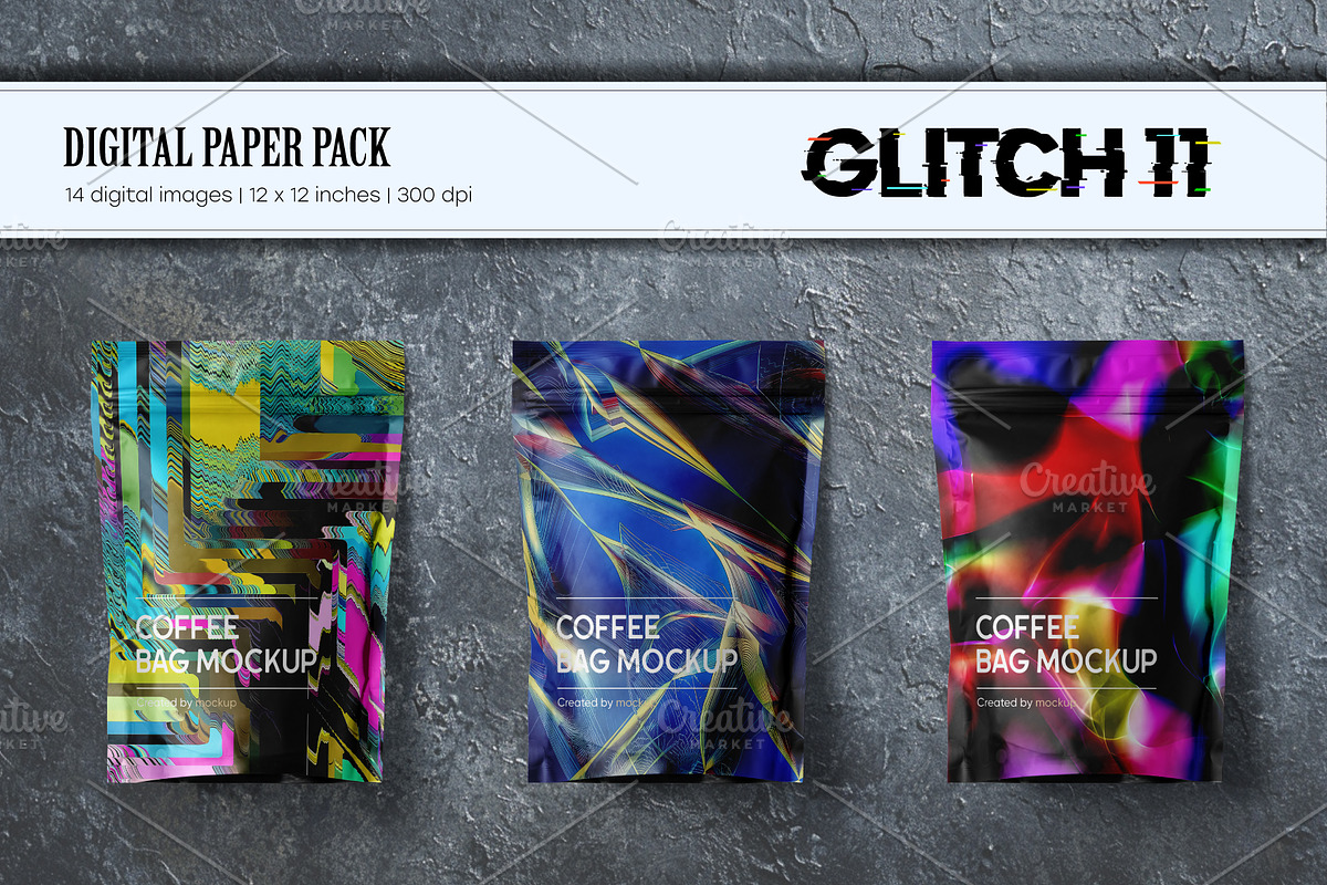 Glitch Psychedelic 11. Digital Paper, a Texture Illustration by KENO Mascots (Photo 6 of 9)