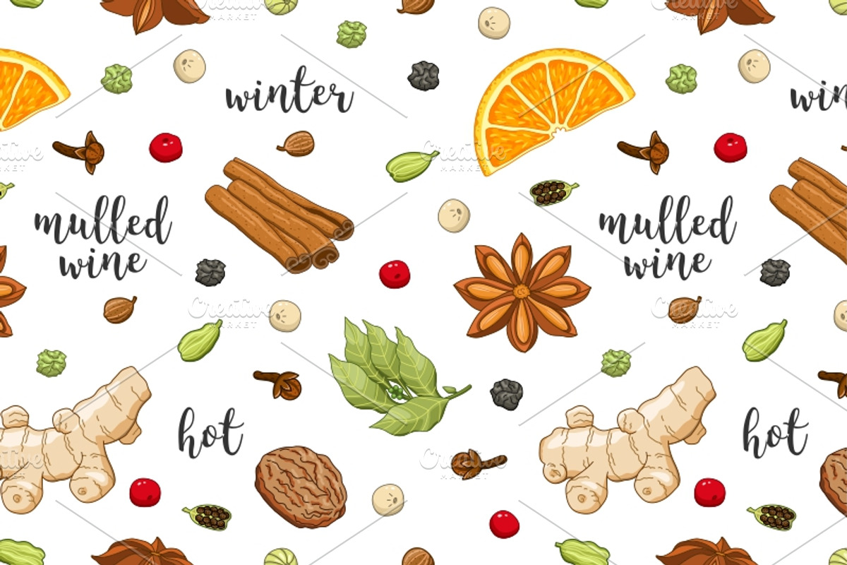 Pattern with mulled wine spices, a Pattern Graphic by Primula`s shop (Photo 2 of 3)