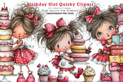 Birthday Girl Quirky Clipart, a Seasonal Illustration by CreationArt (Thumbnail 1 of 7)