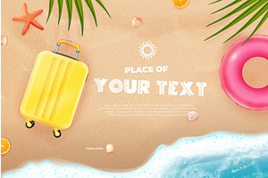 Beach travel banner. Realistic, an Object Illustration by Stock-Smart-Start