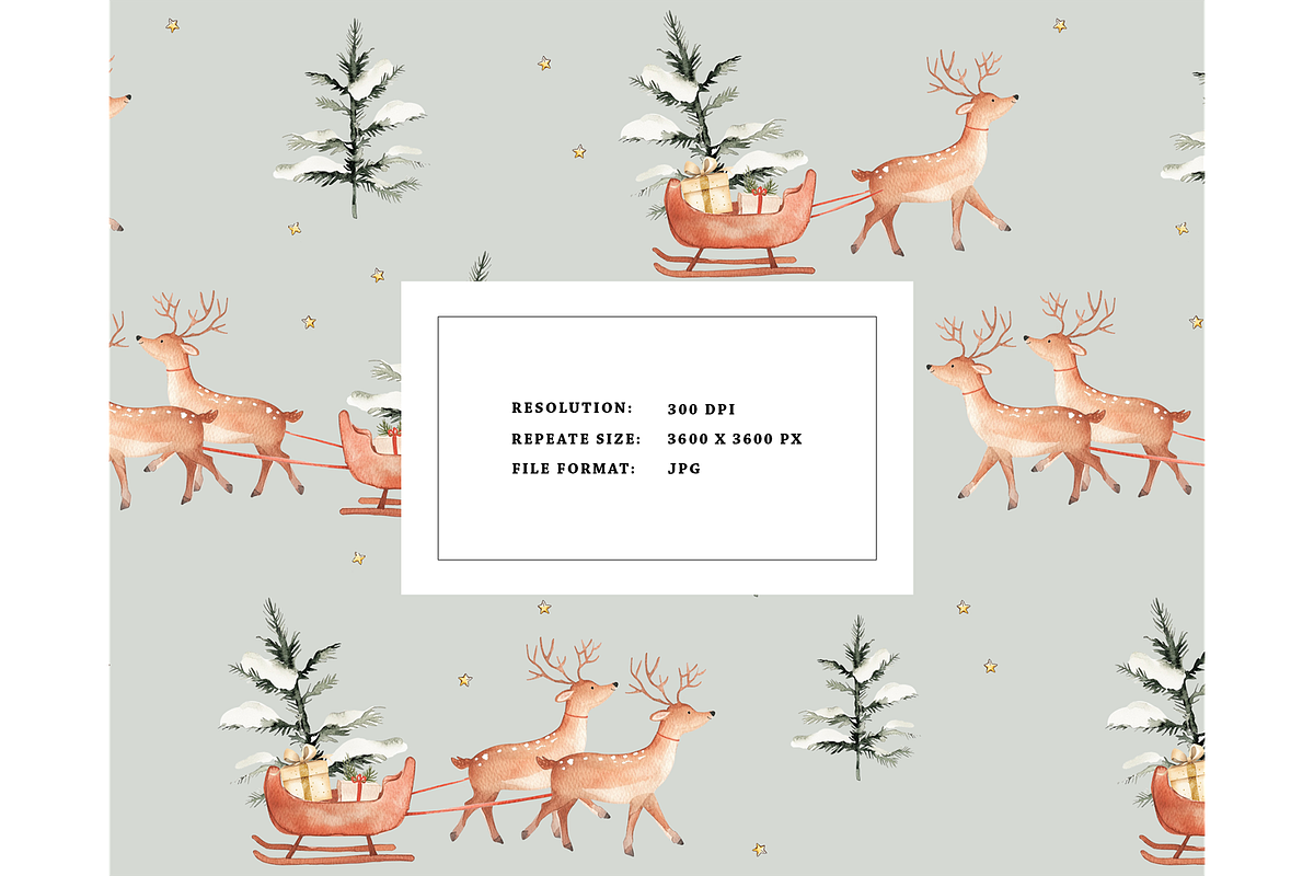 Christmas delivery reindeer pattern, a Pattern Graphic by Milatoo (Photo 4 of 4)