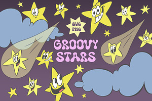 Groovy star characters, an Illustration by Anastasiya Klempach