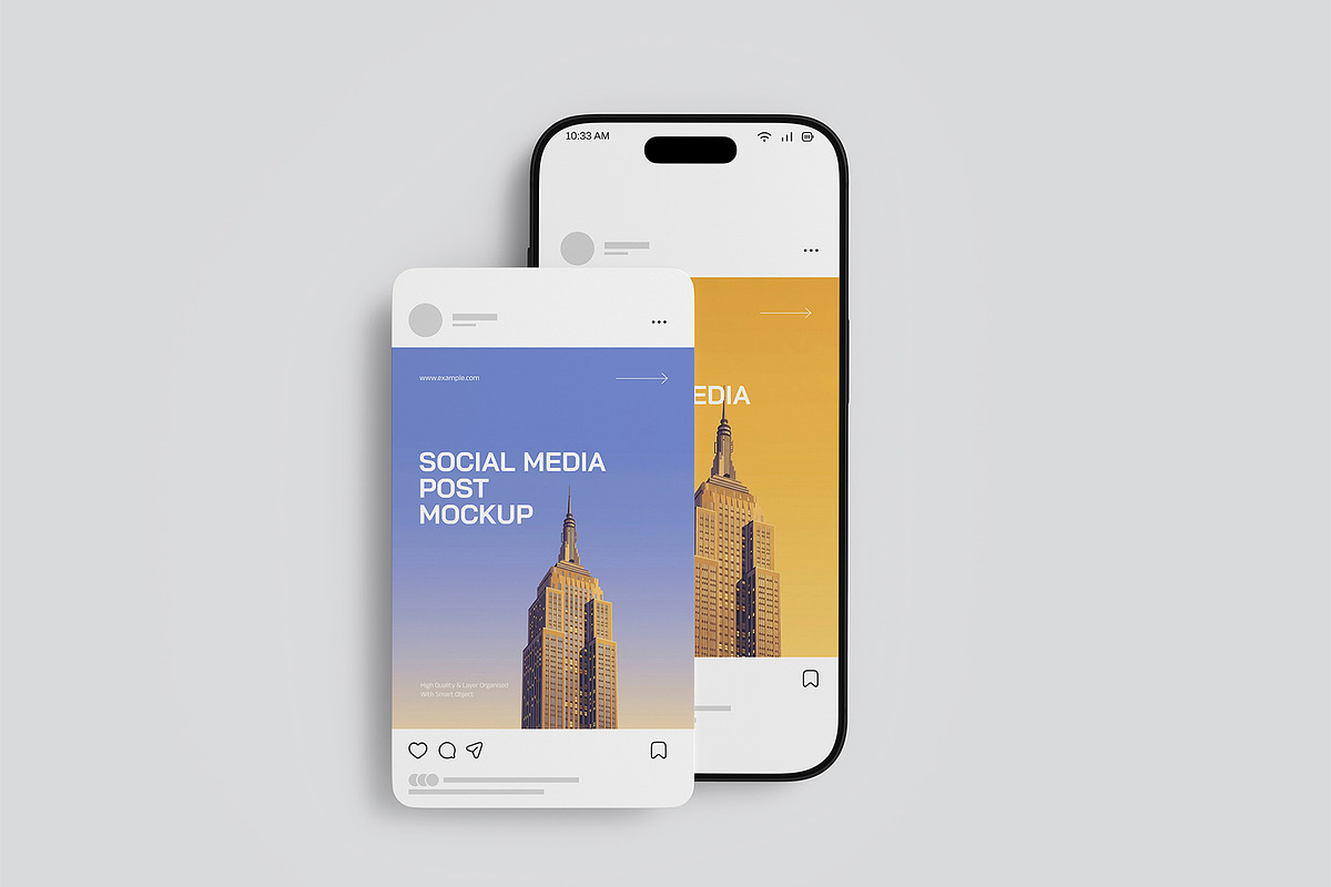Phone with Social Media Post Mockup, an iPhone Mockup by graphypix (Photo 7 of 7)