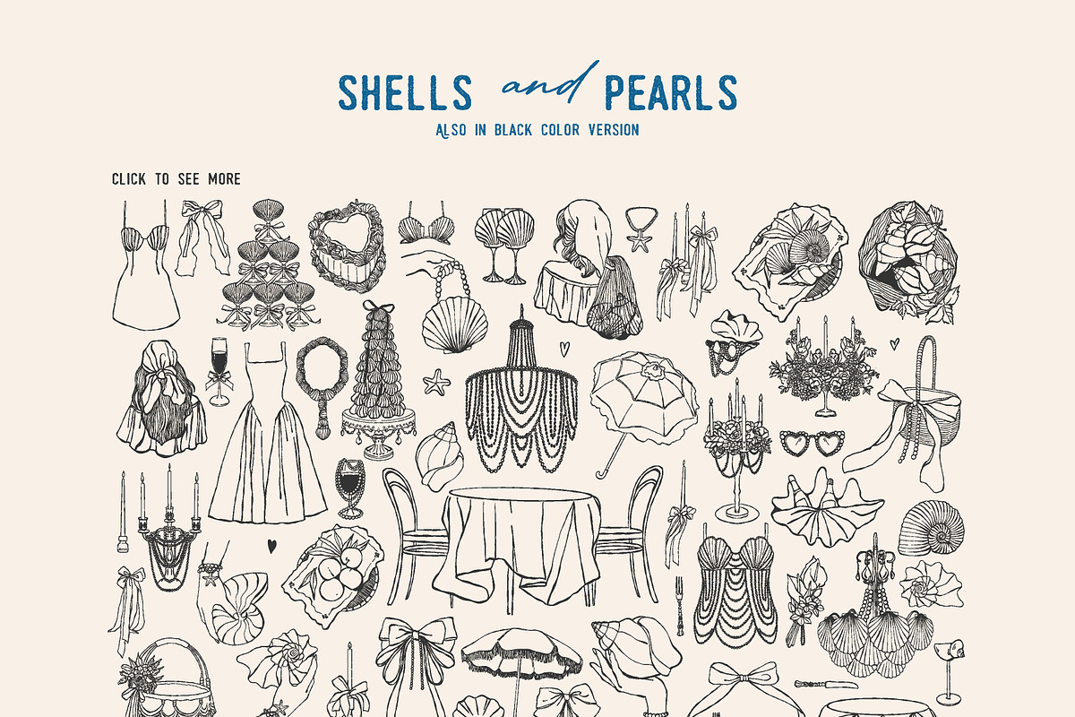 Shells and Pearls Coastal Vector Set, an Object Illustration by VerAna (Photo 17 of 18)