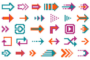 Color pixel 8 bit arrows. Retro, an Object Illustration by YummyBuum