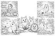 Woodland Animal Coloring Printables, an Animal Illustration by Image for Sale (Thumbnail 2 of 3)