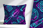 Techno Neon Shapes Background, a Decorative Illustration by Sharon Schwalbe (Thumbnail 3 of 4)