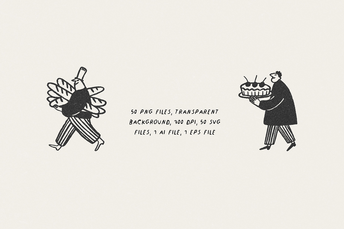 50 Hand-Drawn Bakery Characters, a Food Illustration by Veyla (Photo 8 of 14)