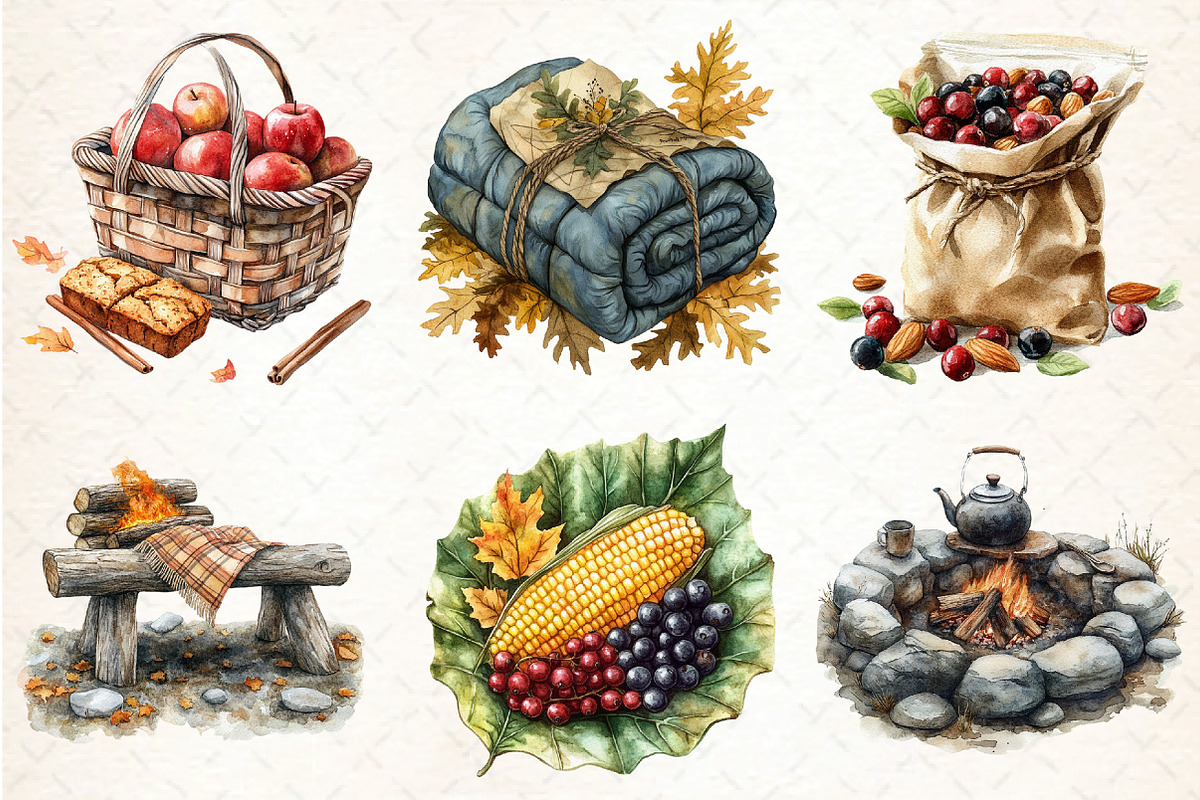 Autumn Camping Trip Clipart, an Illustration by DreamCafeArt (Photo 4 of 7)
