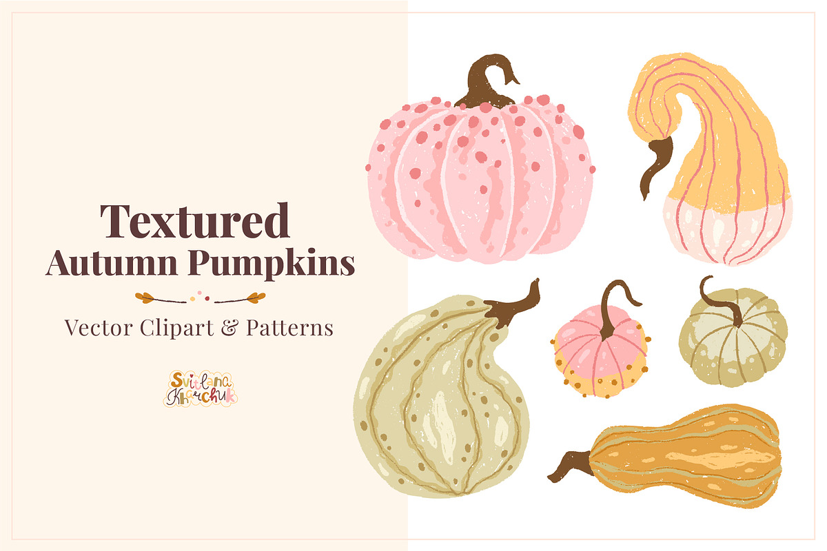 Textured Autumn Pumpkins collection, a Seasonal Illustration by Svitlana Kharchuk (Photo 1 of 12)