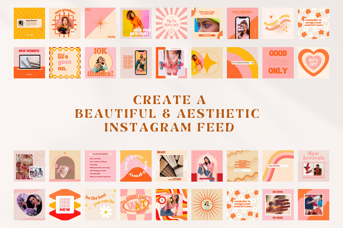 Retro Social Media Templates Canva, a Social Media Template by Boltik Studio (Photo 5 of 9)