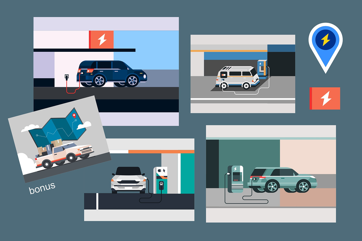 Electric Car Illustrations, a Transportation Illustration by Firowerk (Photo 4 of 4)