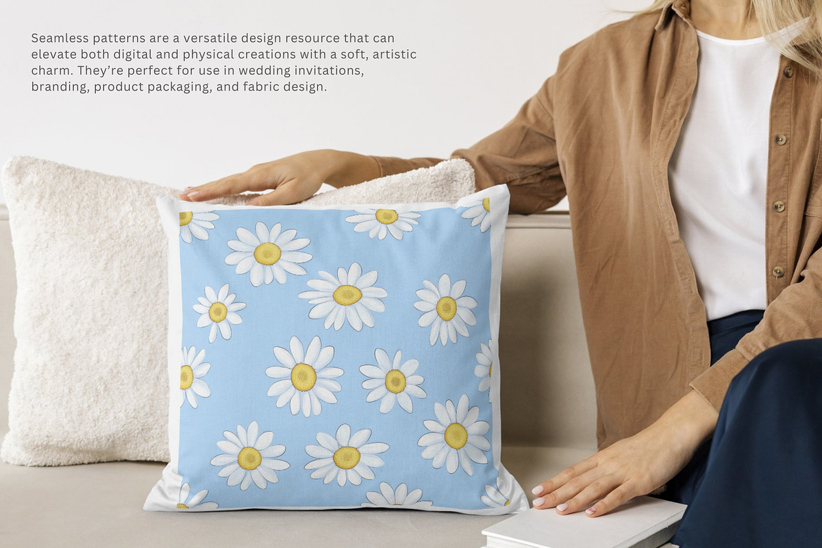 daisy seamless pattern, a Decorative Illustration by Pink Studio Art (Photo 2 of 5)