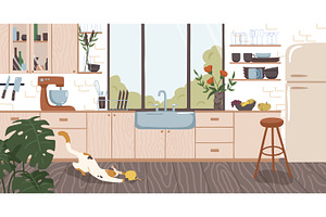 Cozy modern kitchen interior, a Decorative Illustration by Good Studio