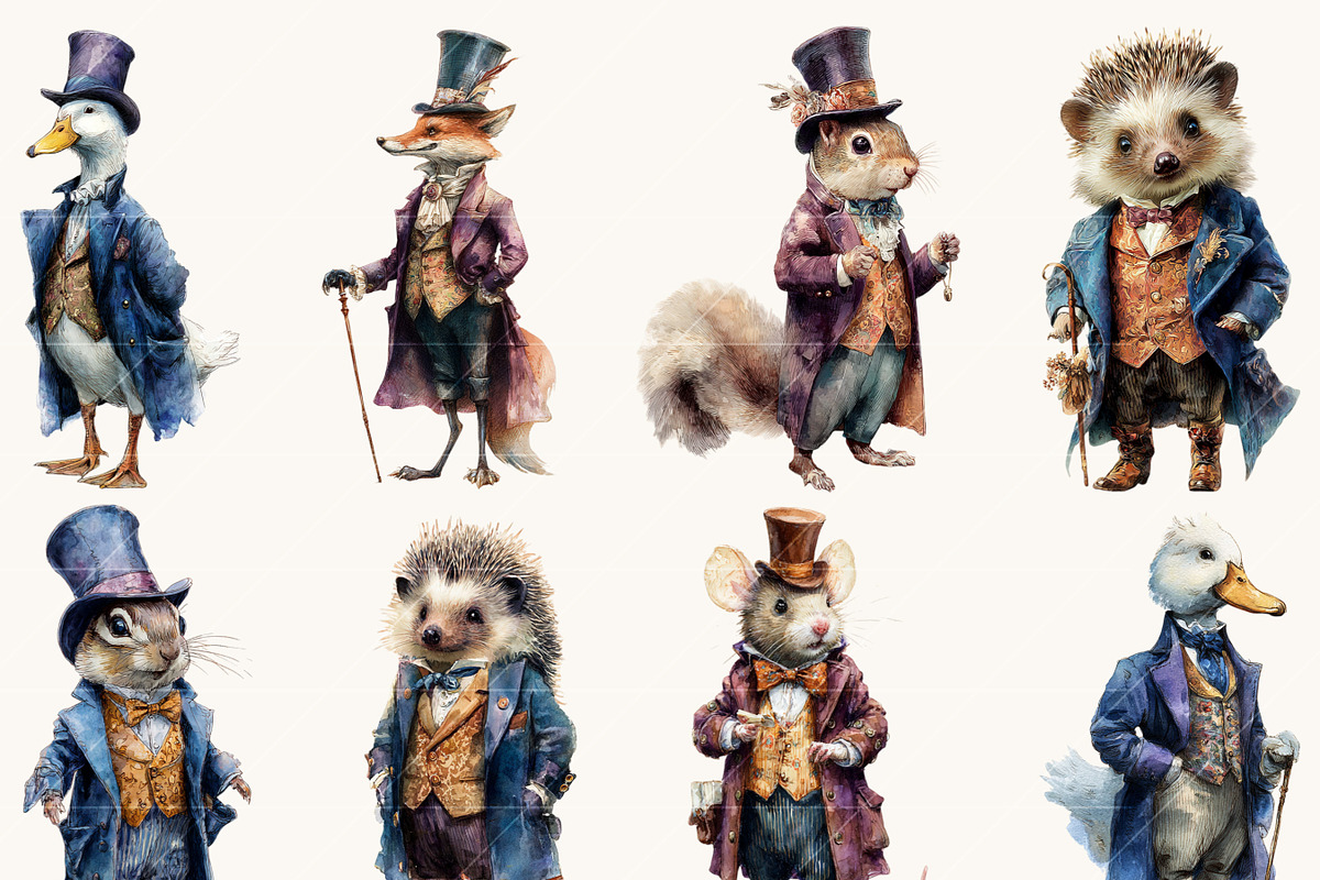 Victorian Animals Clipart Bundle, an Animal Illustration by Design Scotch (Photo 3 of 8)