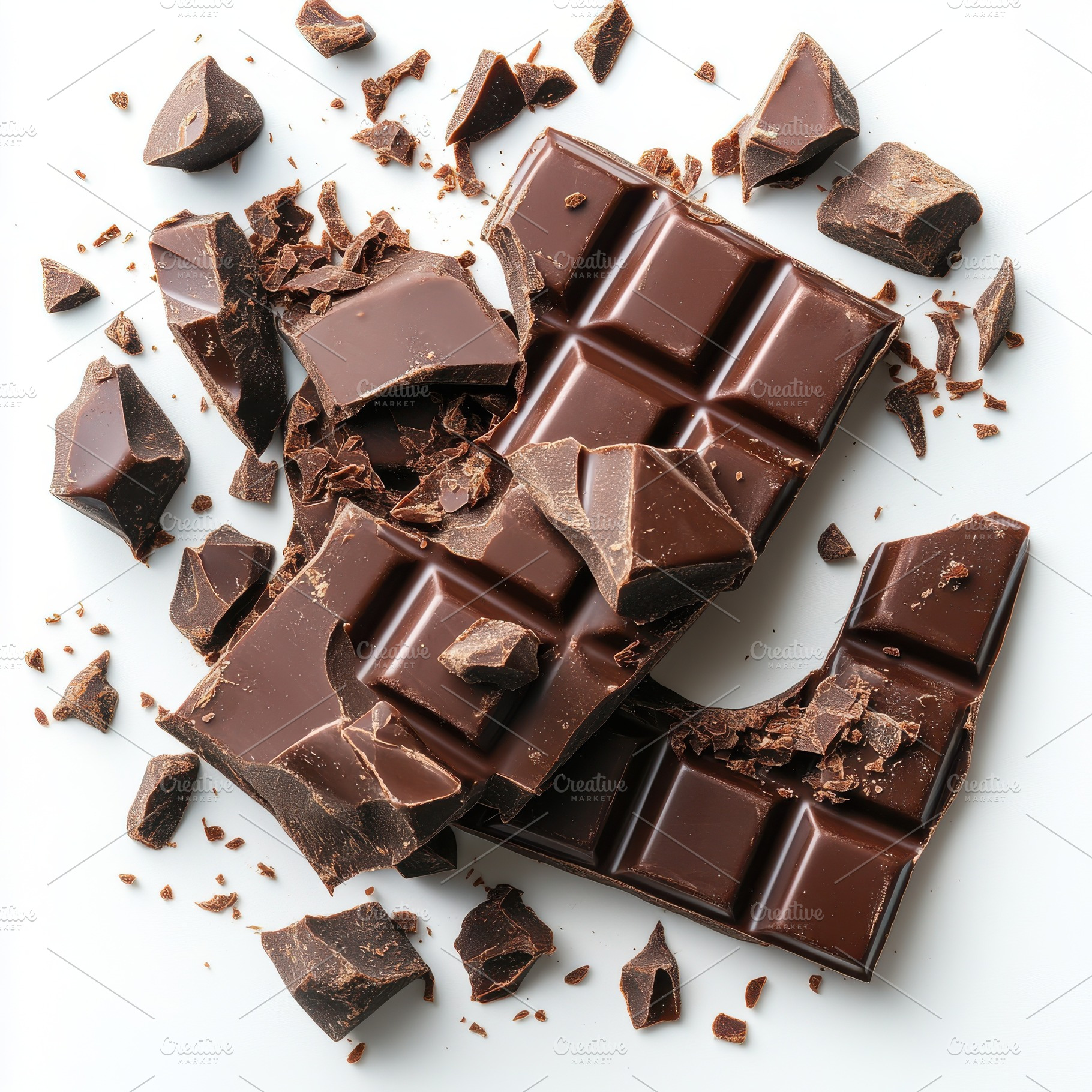 Dark Chocolate Bar Broken Pieces Del, a Food & Drink Photo by Pixeness Studio