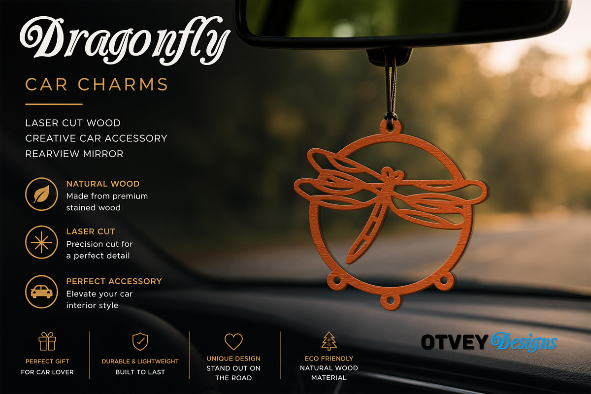 Dragonfly Car Charms laser Cut, an Object Graphic by OTVEY DESIGN (Photo 6 of 13)
