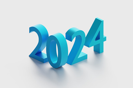 2024 isometric text over white backg
