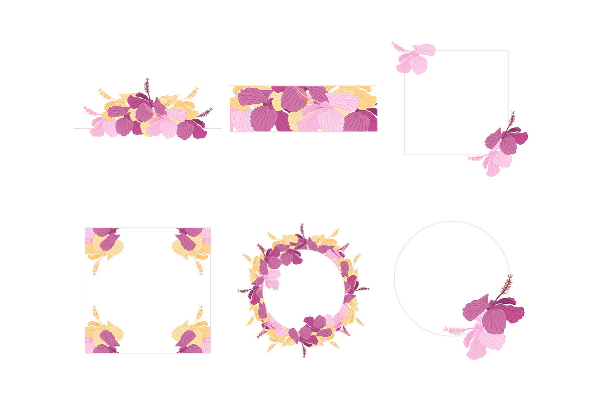30 floral elements, hibiscus frame, an Illustration by Bloom21Art (Photo 5 of 9)