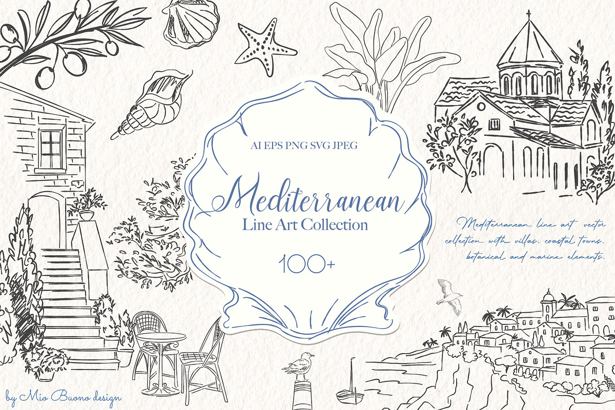 Mediterranean Line Art Collection, a Decorative Illustration by Mio Buono (Photo 1 of 15)