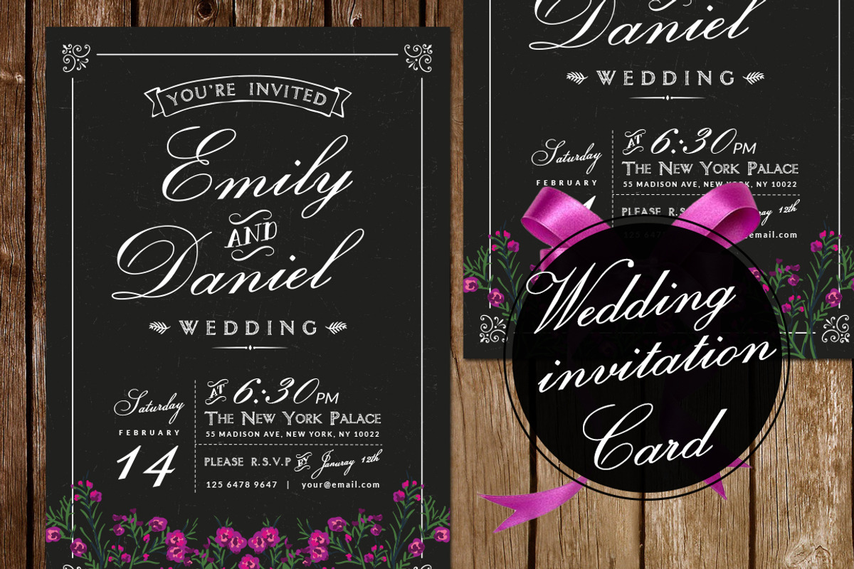 Black/White Wedding Invitation, an Invitation Template by DesignLux (Photo 1 of 5)