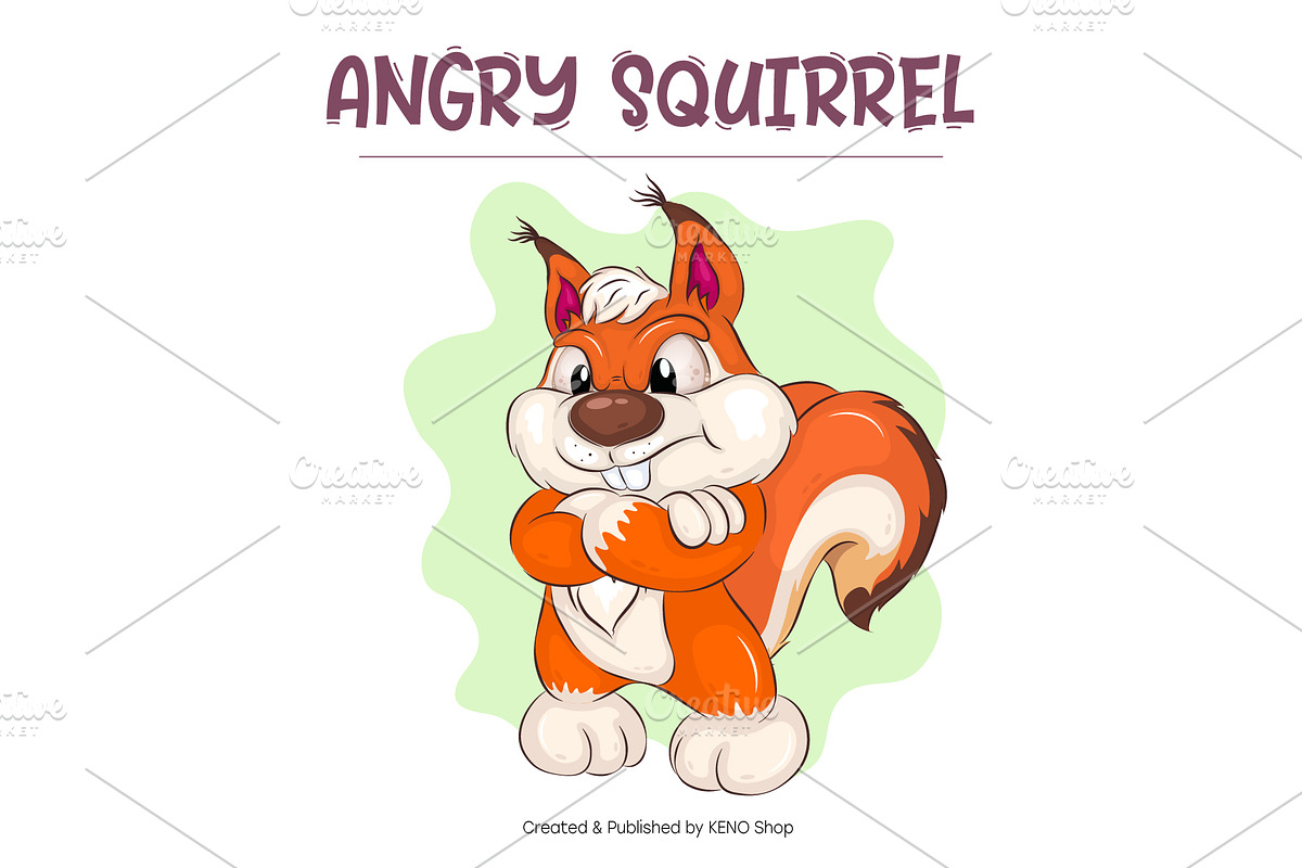 Angry Cartoon Squirrel. T-Shirt, SVG, an Animal Illustration by KENO Mascots (Photo 2 of 3)