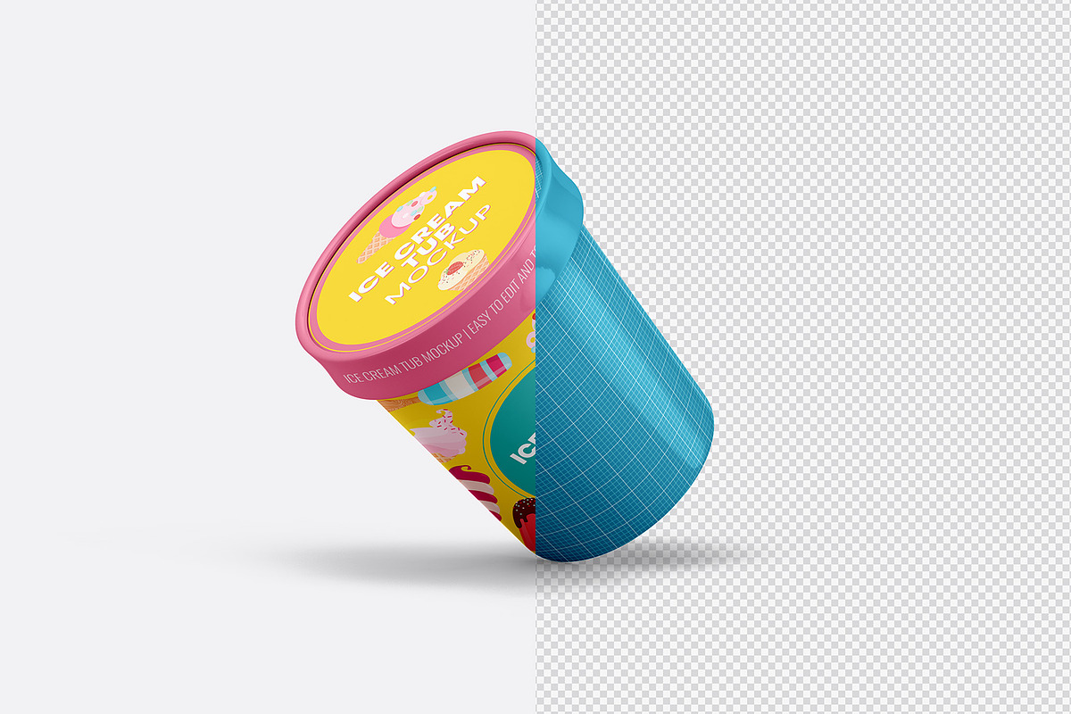 Ice Cream Tub Mockup - 8 views, a Packaging Mockup by Illusiongraphic (Photo 14 of 19)