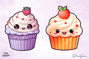 Cute Cupcake Stickers PNG