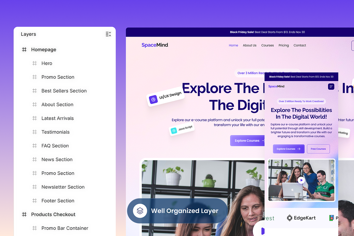 SpaceMind - E-Course Website, a Landing Page Template by SLAB! Design (Photo 2 of 5)