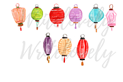 Watercolor lantern clipart, an Illustration by Writelovely (Thumbnail 2 of 2)