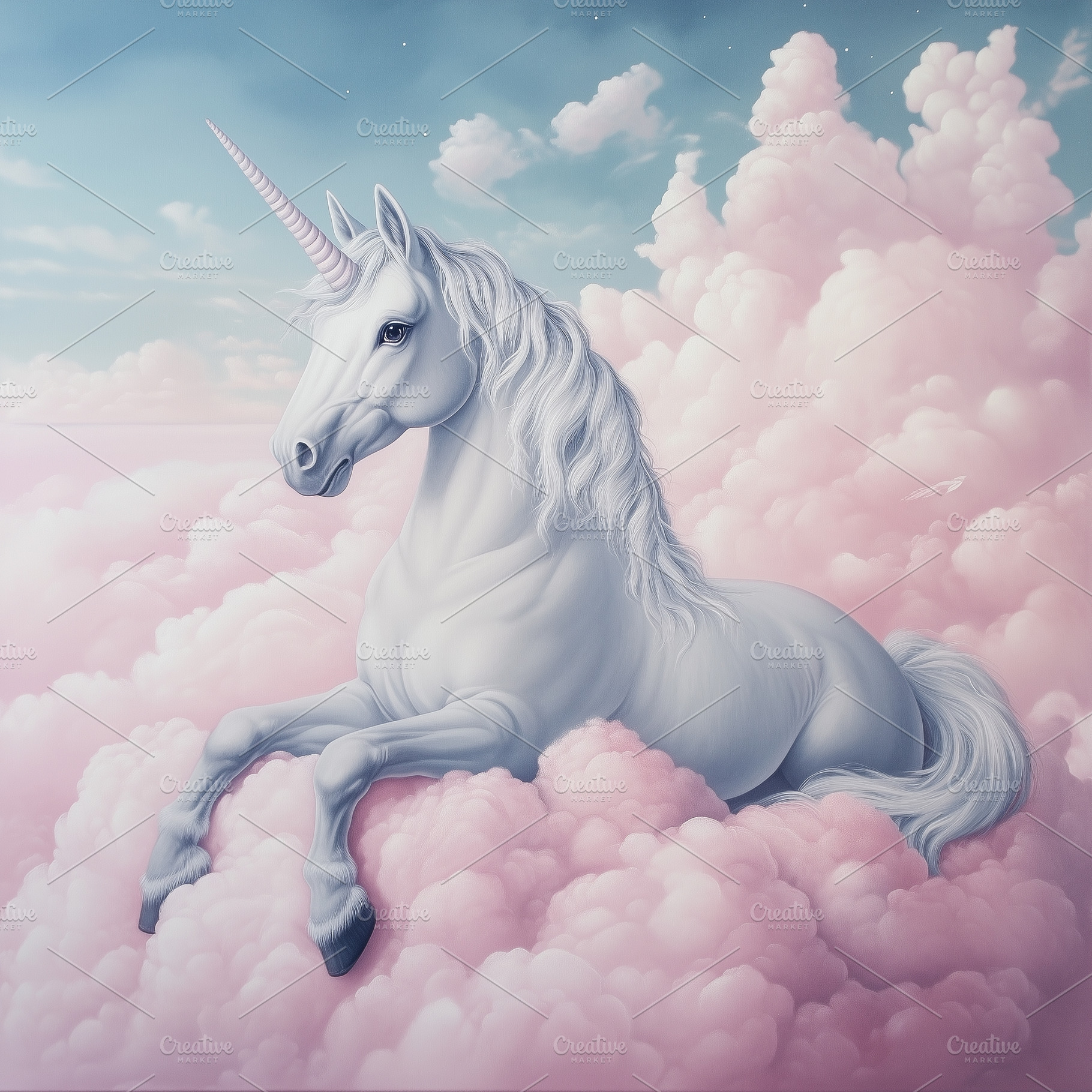 Majestic white unicorn with a horn, an Animal Photo by MistyDay