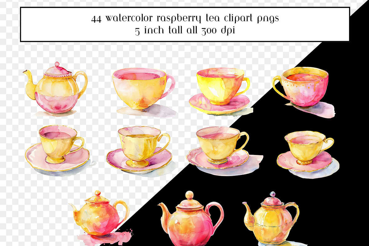 Watercolor Raspberry Tea Clipart, a Graphic by AllTheKewtClipart (Photo 2 of 5)