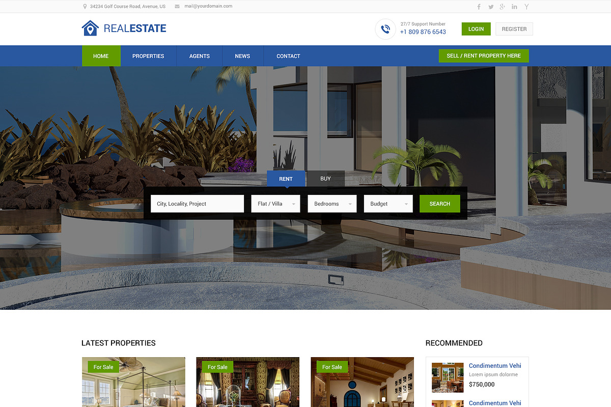 Real Estate PSD Website Template, a Landing Page Template by WebbyTemplates (Photo 3 of 20)