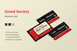 Grind Society - Business Card, a Business Card Template by StreaksideStd