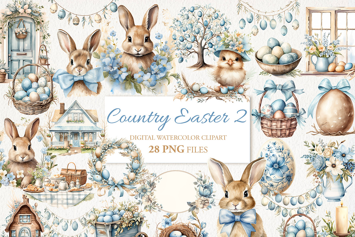 Country Farmhouse Easter 28 PNG, a Seasonal Illustration by EleSArtDesign (Photo 1 of 4)
