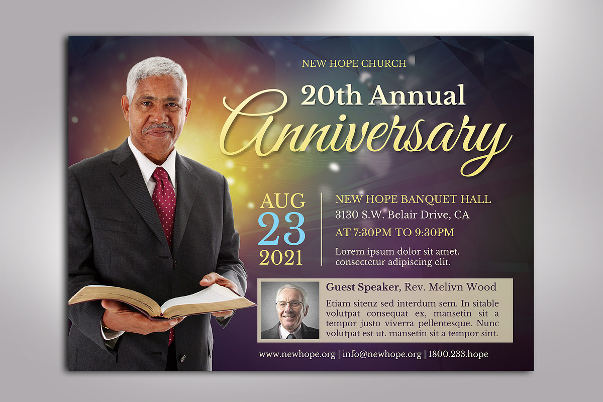 Starlight Pastor Anniversary Flyer, a Flyer Template by Four C Graphic (Photo 2 of 9)