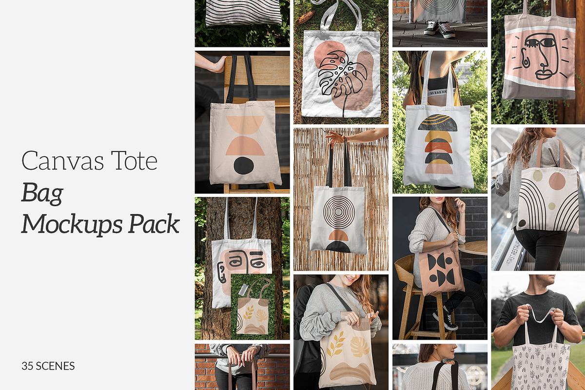 35 Canvas Tote Bag Mockups Pack, a Product Mockup by Mint Mockups (Photo 1 of 6)