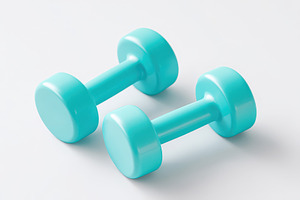 Turquoise dumbbells for fitness and exercise, a Sports & Recreation Photo by AlyaAnd