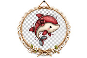 Whimsical Summer Dolphins Clipart, an Illustration by DreamArtGraphic (Thumbnail 5 of 8)