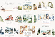 Watercolor Landscapes Bundle, a Decorative Illustration by PeDe Designs (Thumbnail 7 of 14)
