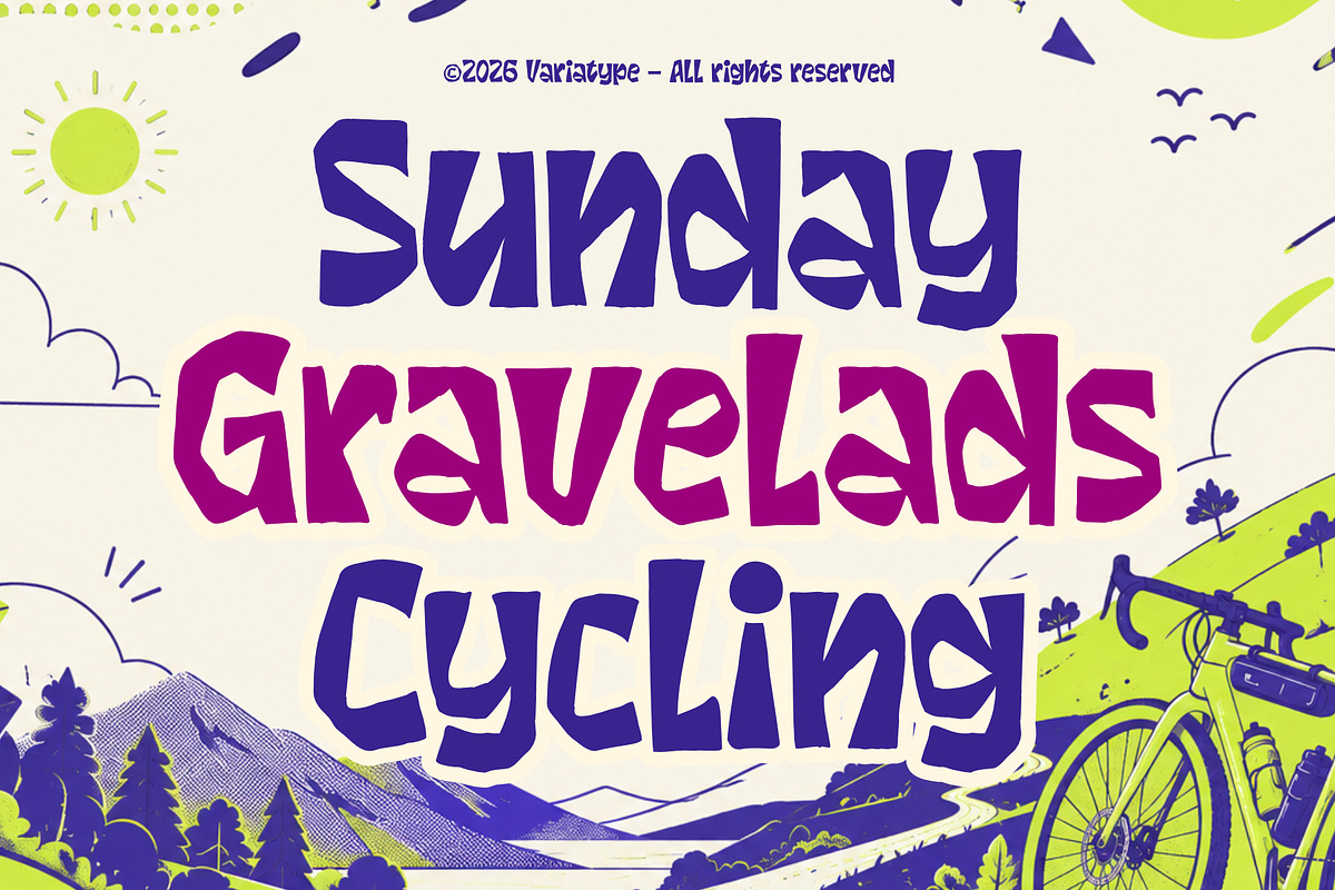Gravelads – Adventure Display Font, a Sans Serif Font by Variatype (Photo 1 of 10)